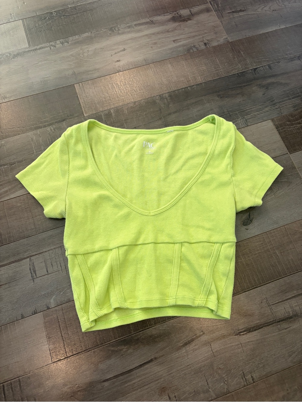 PacSun Neon Lime Ribbed V-Neck Crop Top